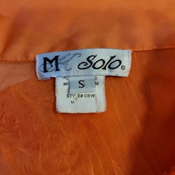 MK Solo Coquettegirl Coral Color Poet Blouse Y2K Taffeta Satin Lace Ruffled - Picture 8 of 12